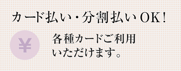 カード払い・分割払いOK!